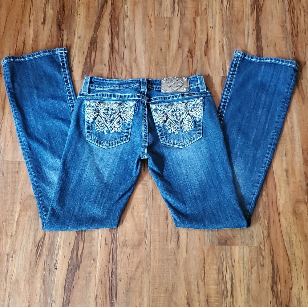 Miss Me Jeans Signature Boot Cut Studded Pockets Size 28